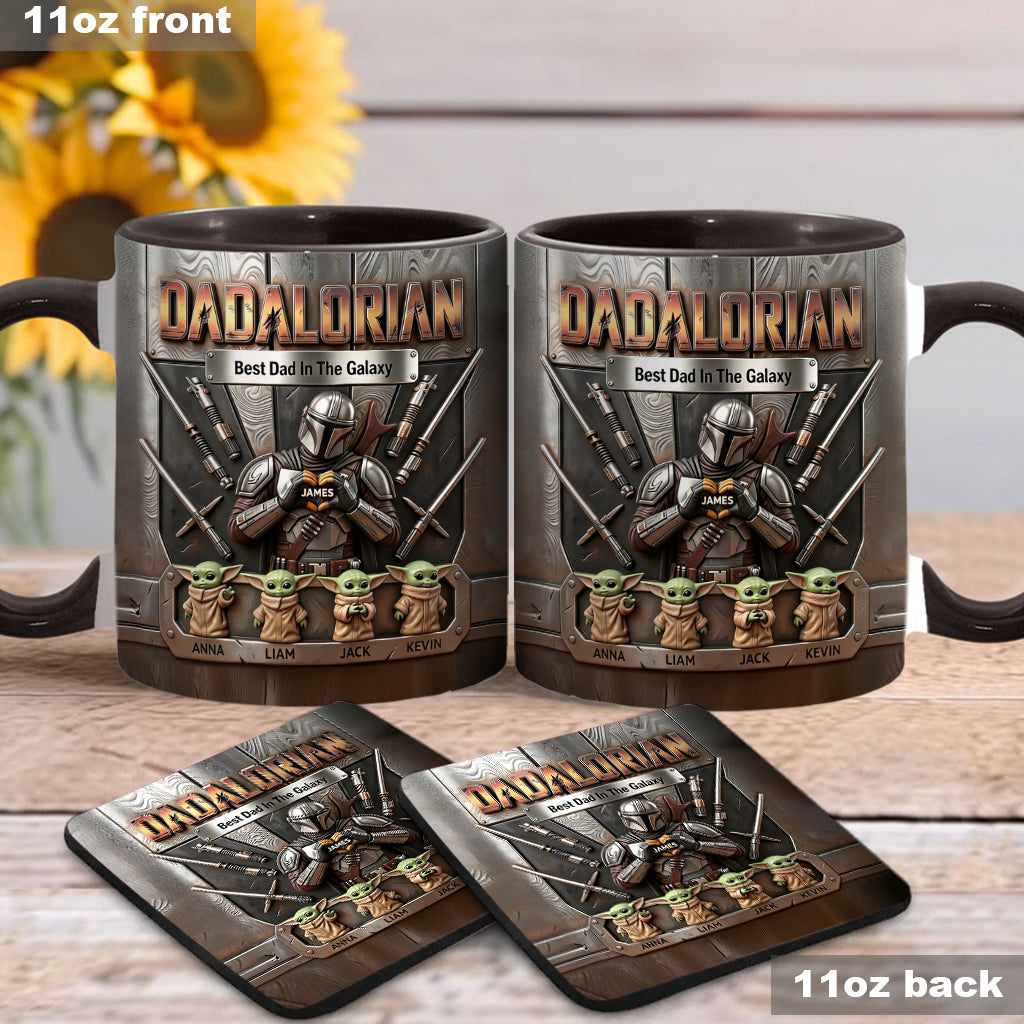 Best Dad In The Galaxy - Personalized The Force Accent Mug & Coaster