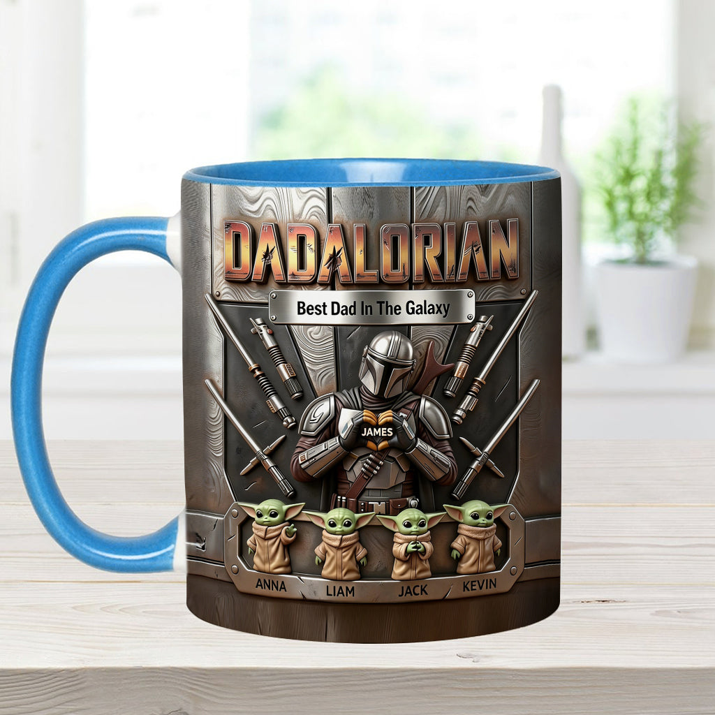 Best Dad In The Galaxy - Personalized The Force Accent Mug & Coaster