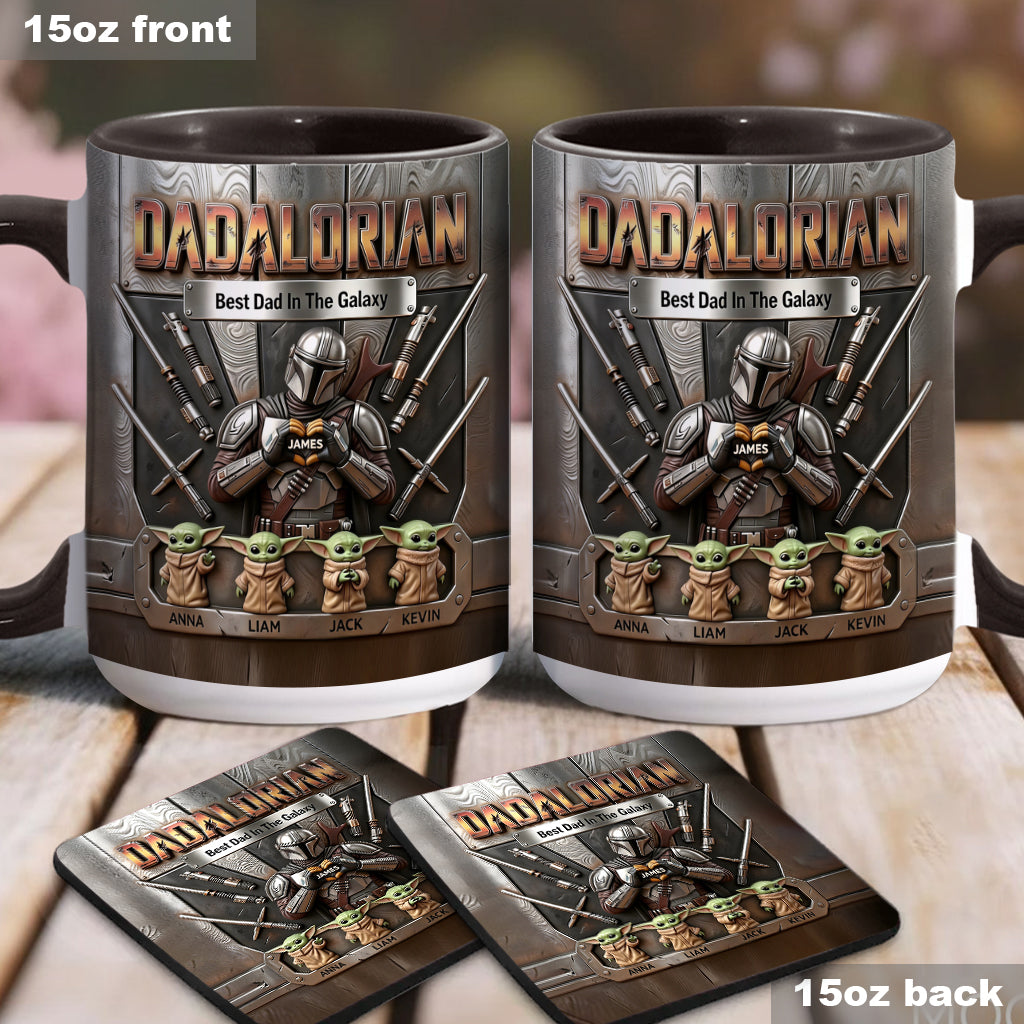 Best Dad In The Galaxy - Personalized The Force Accent Mug & Coaster