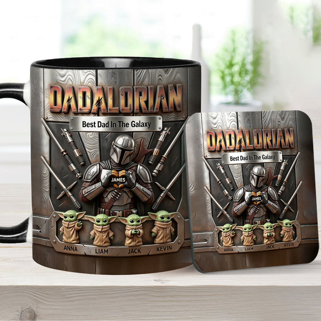 Best Dad In The Galaxy - Personalized The Force Accent Mug & Coaster