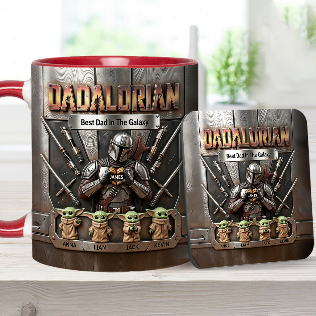 Best Dad In The Galaxy - Personalized The Force Accent Mug & Coaster