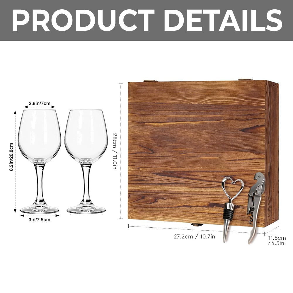 Believe In Magic - Personalized Dream Trip Wine Glasses Set With Wooden Box