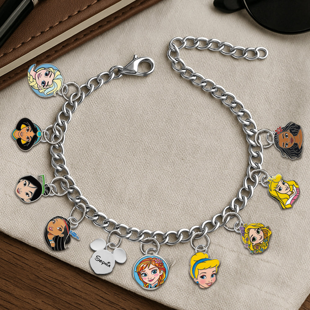Princesses On The Wrist - Personalized Princess Bracelet With Charms