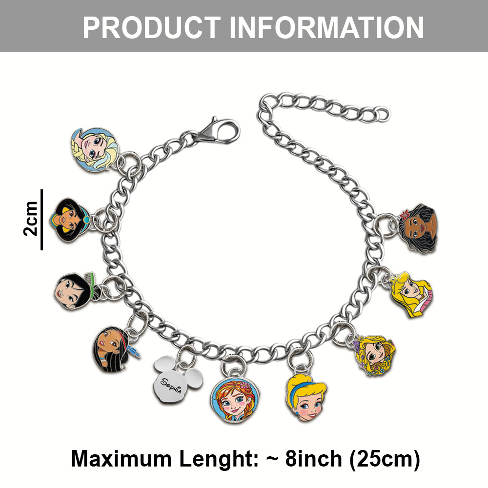 Princesses On The Wrist - Personalized Princess Bracelet With Charms