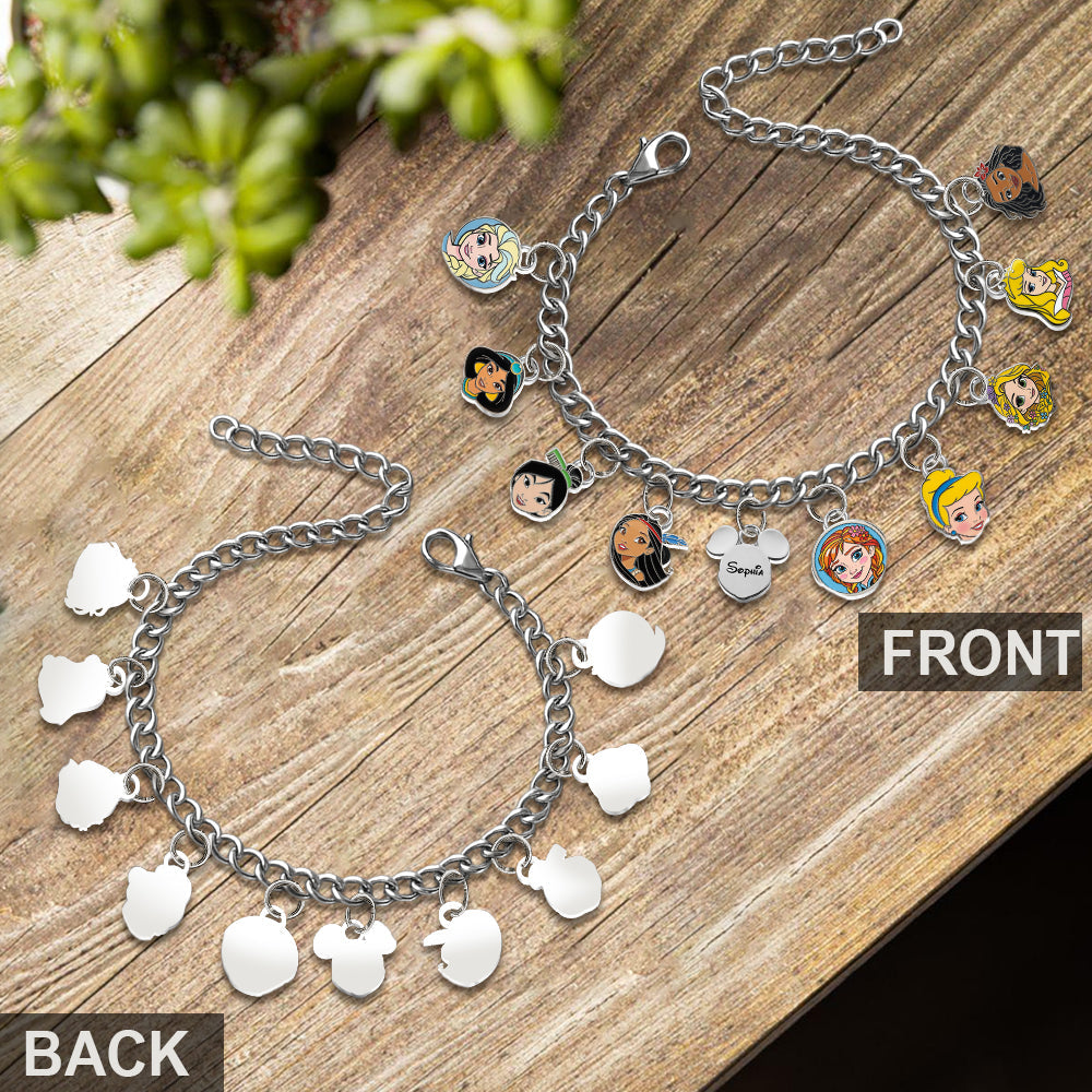 Princesses On The Wrist - Personalized Princess Bracelet With Charms