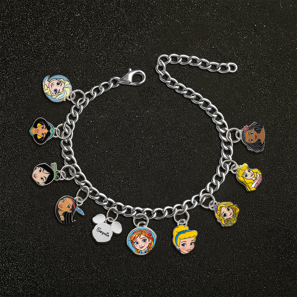 Princesses On The Wrist - Personalized Princess Bracelet With Charms