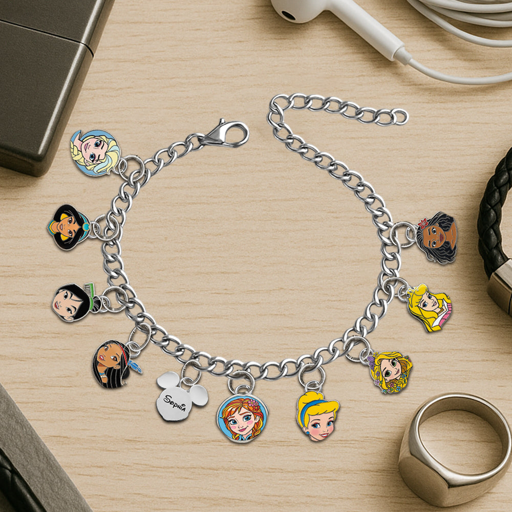Princesses On The Wrist - Personalized Princess Bracelet With Charms