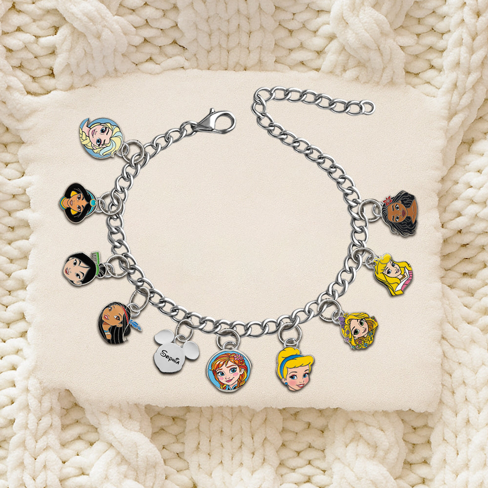 Princesses On The Wrist - Personalized Princess Bracelet With Charms