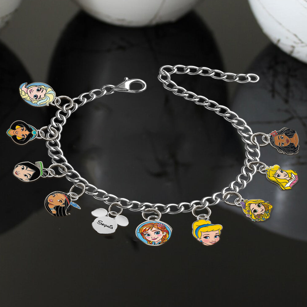 Princesses On The Wrist - Personalized Princess Bracelet With Charms