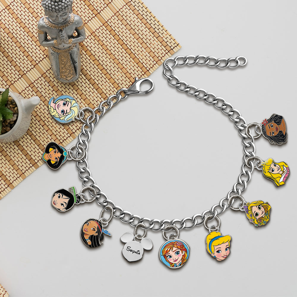 Princesses On The Wrist - Personalized Princess Bracelet With Charms