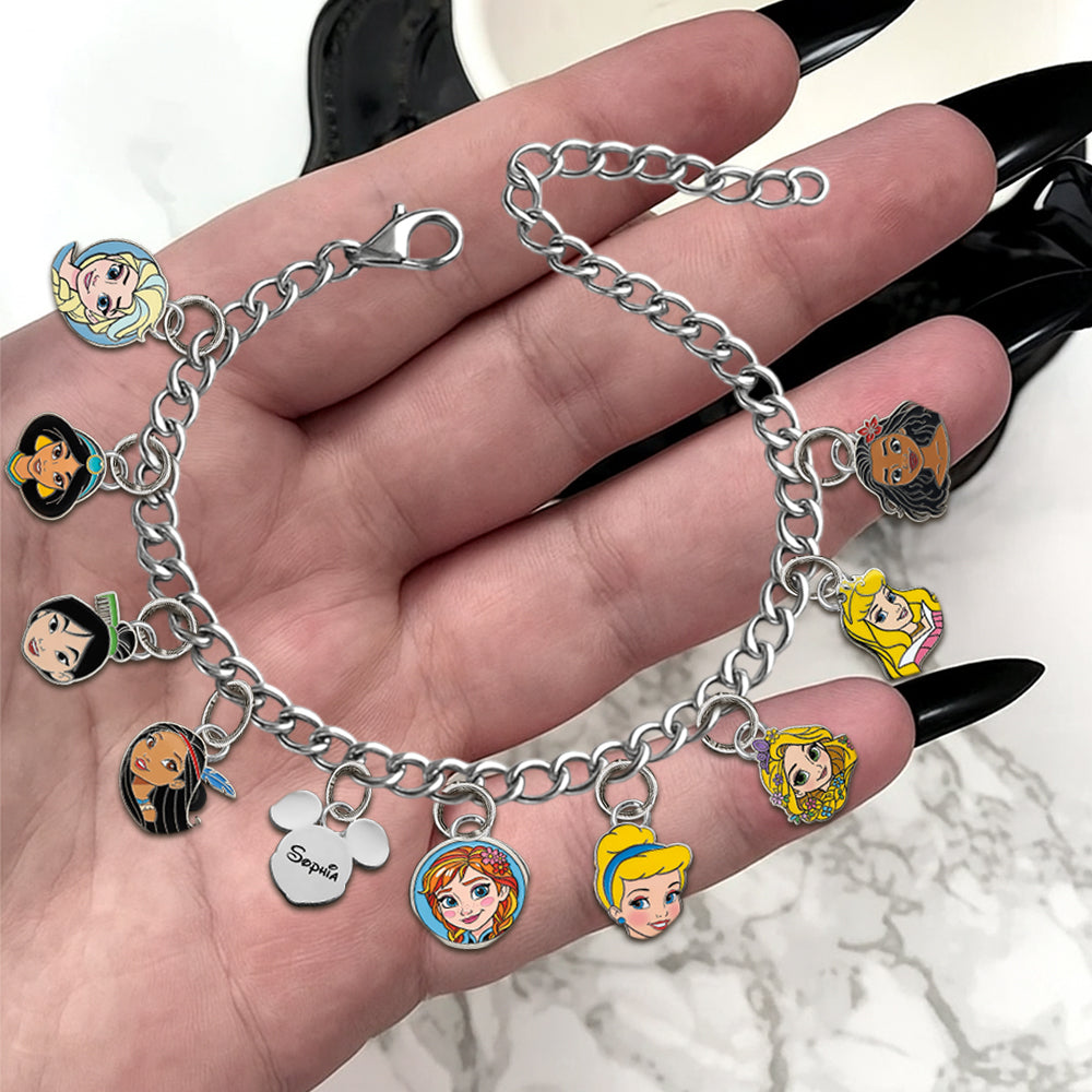 Princesses On The Wrist - Personalized Princess Bracelet With Charms