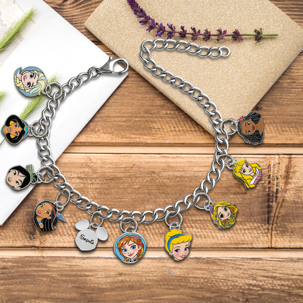 Princesses On The Wrist - Personalized Princess Bracelet With Charms