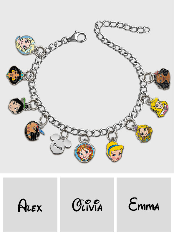 Princesses On The Wrist - Personalized Princess Bracelet With Charms