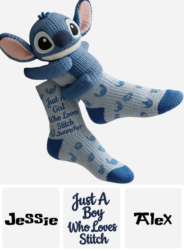Just A Girl Who Loves Stitch - Personalized Ohana Socks With Plush Doll