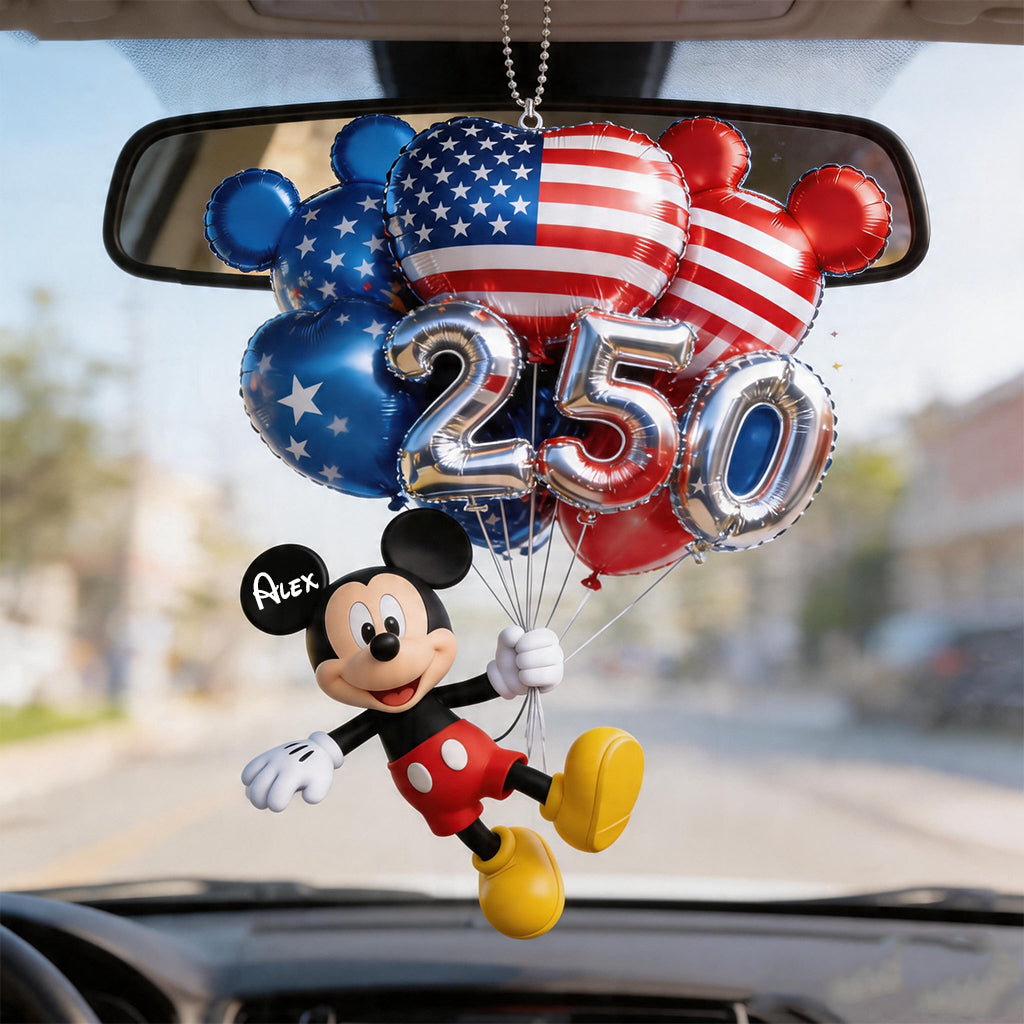 Hanging Balloons Mouse Ears 250 - Personalized Mouse Transparent Car Ornament