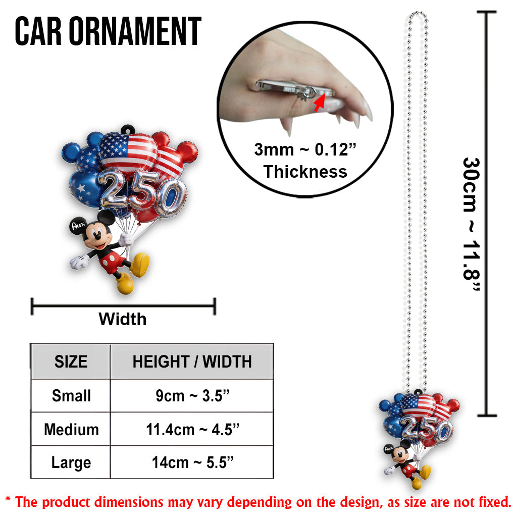 Hanging Balloons Mouse Ears 250 - Personalized Mouse Transparent Car Ornament