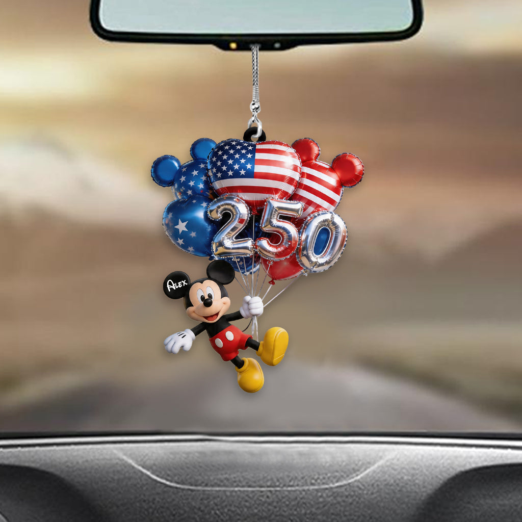 Hanging Balloons Mouse Ears 250 - Personalized Mouse Transparent Car Ornament