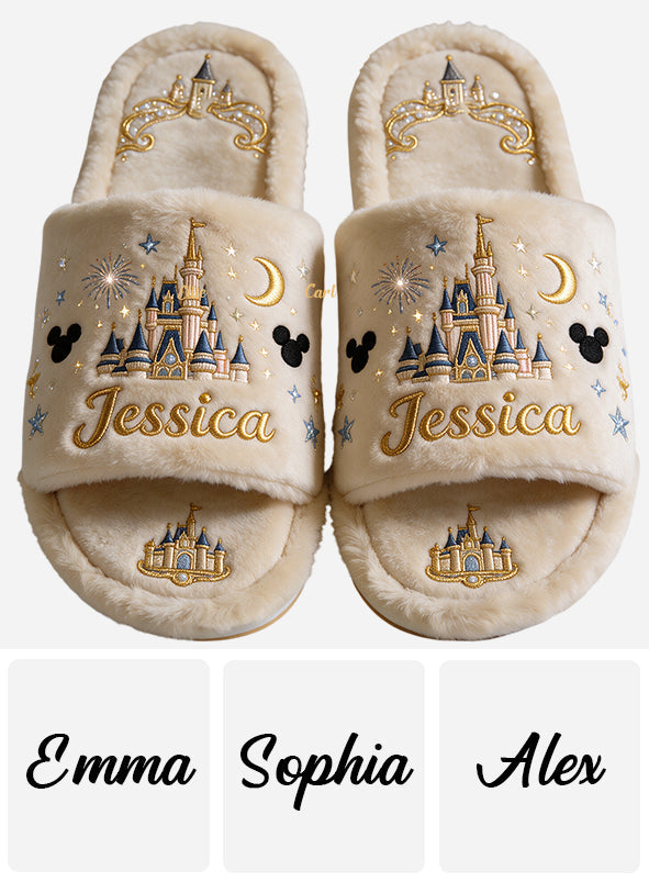 Believe In Magic - Personalized Mouse Open-Toe Slippers