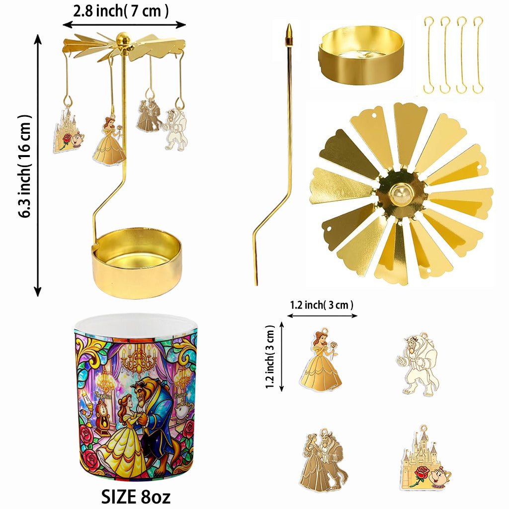 Tale As Old As Time - Personalized Beauty And The Beast Spinning Candle Holder
