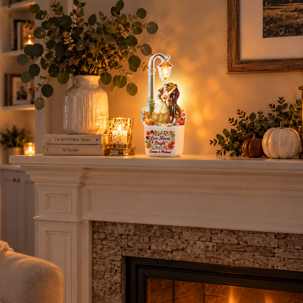 Wonderful Time Of The Year Couple Gift - Personalized Beauty And The Beast LED Light Ceramic Pot
