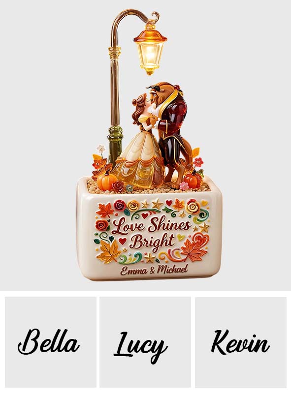 Wonderful Time Of The Year Couple Gift - Personalized Beauty And The Beast LED Light Ceramic Pot