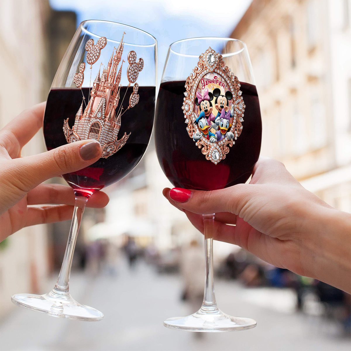 Magical World - Personalized Mouse Wine Glass With Long Stem