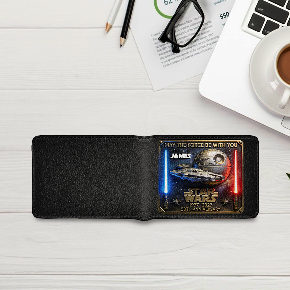 50th Anniversary - Personalized The Force Leather Wallet