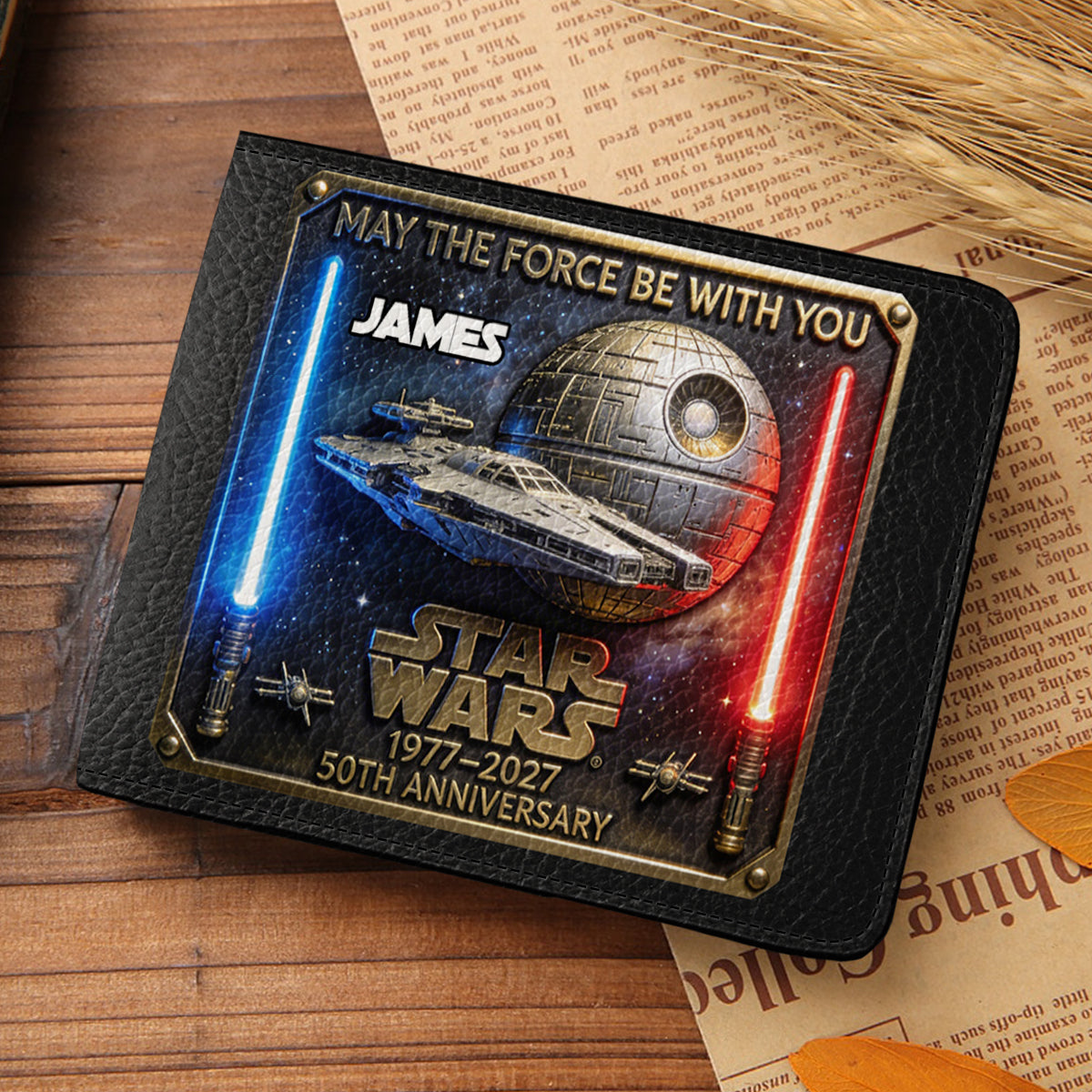 50th Anniversary - Personalized The Force Leather Wallet