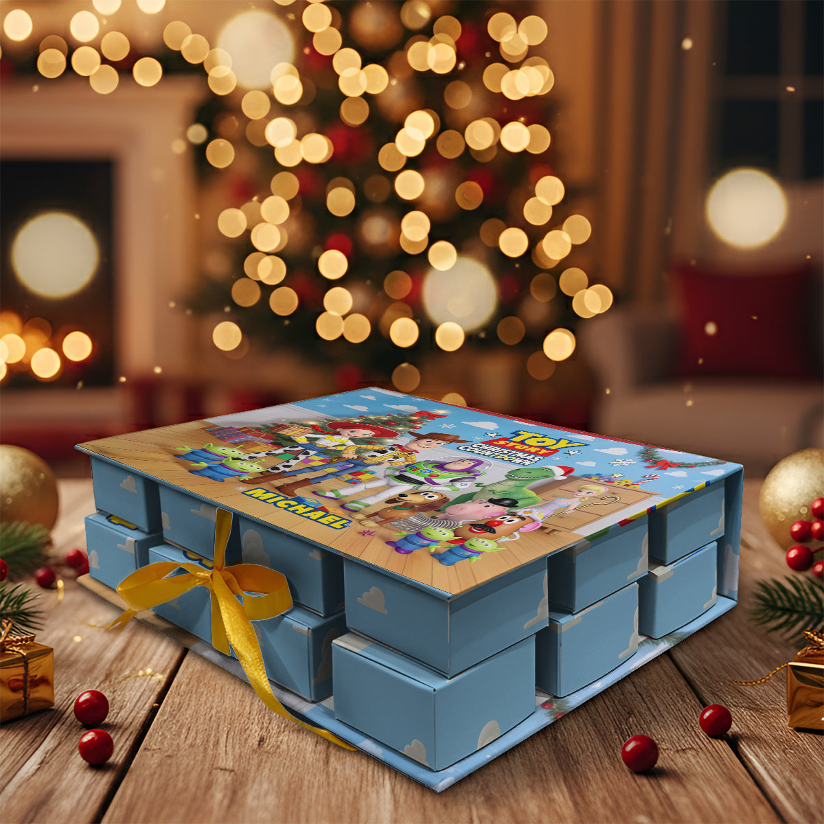 Toy Countdown - Personalized Toy Story Folded Advent Calendar With Ornaments