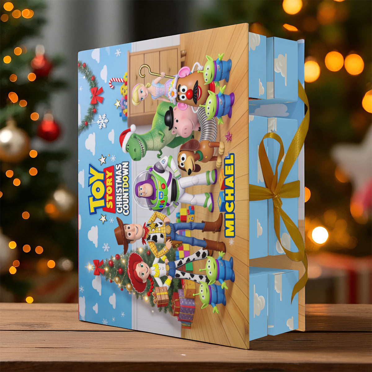 Toy Countdown - Personalized Toy Story Folded Advent Calendar With Ornaments