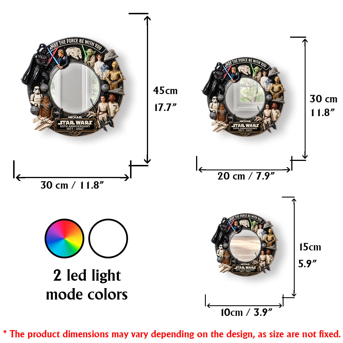 May The Force Be With You - Personalized The Force Wall Mirror With LED Light