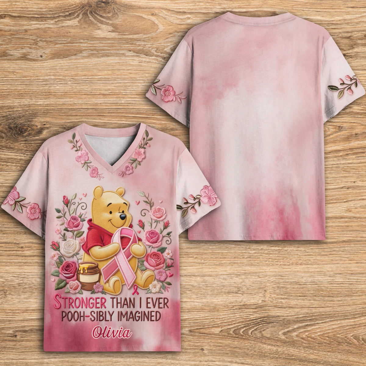 Stronger Than Ever - Personalized Breast cancer Fully Printed V-Neck T-Shirt
