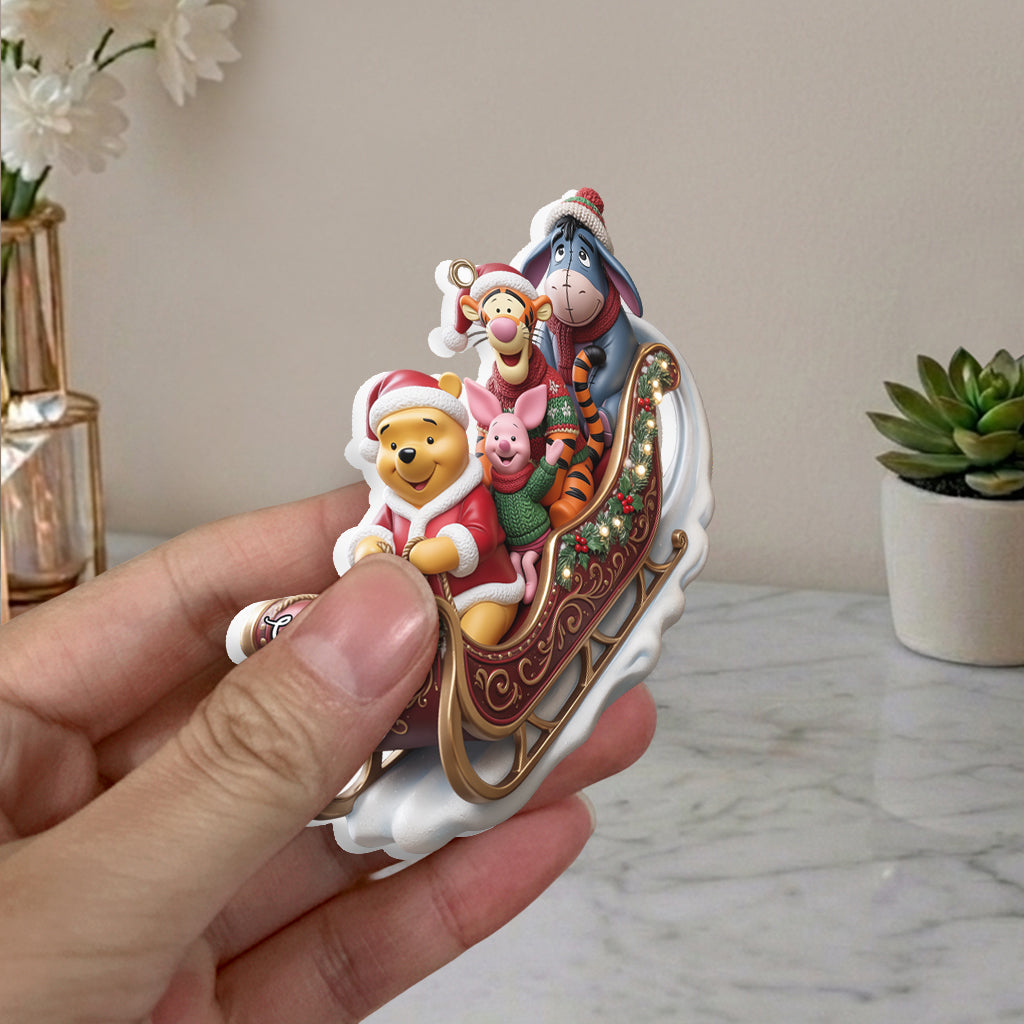 Dashing Through The Snow - Personalized Yellow Bear Premium 3D Ornament