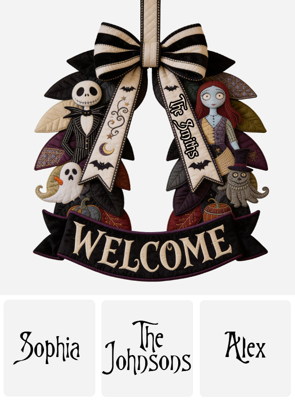Welcome Home - Personalized Nightmare Quilted Door Hanger