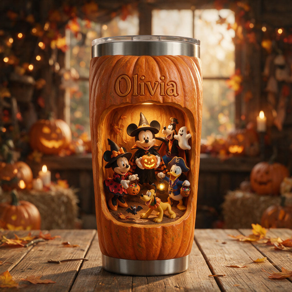 Cute Cartoon Friends Halloween Pumpkin - Personalized Mouse Tumbler