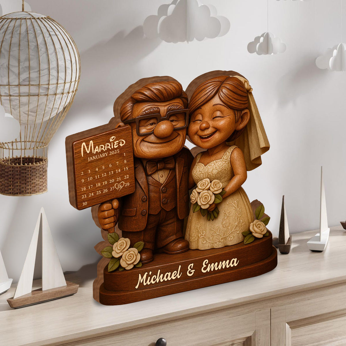 Married - Personalized Mouse Custom Shaped Wood Plaque