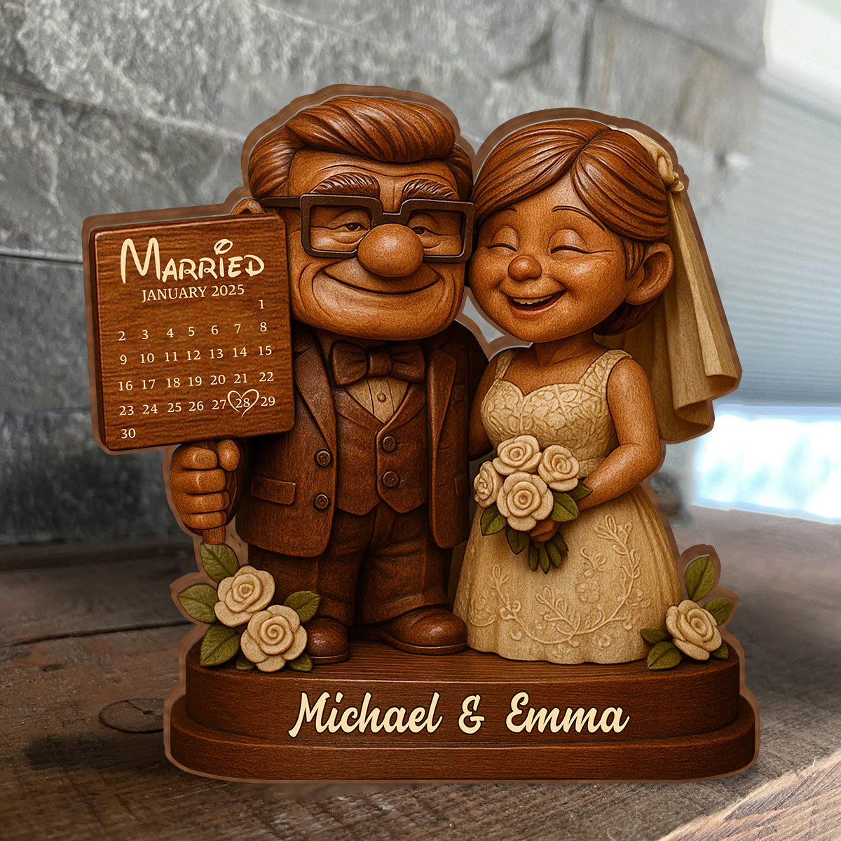 Married - Personalized Mouse Custom Shaped Wood Plaque