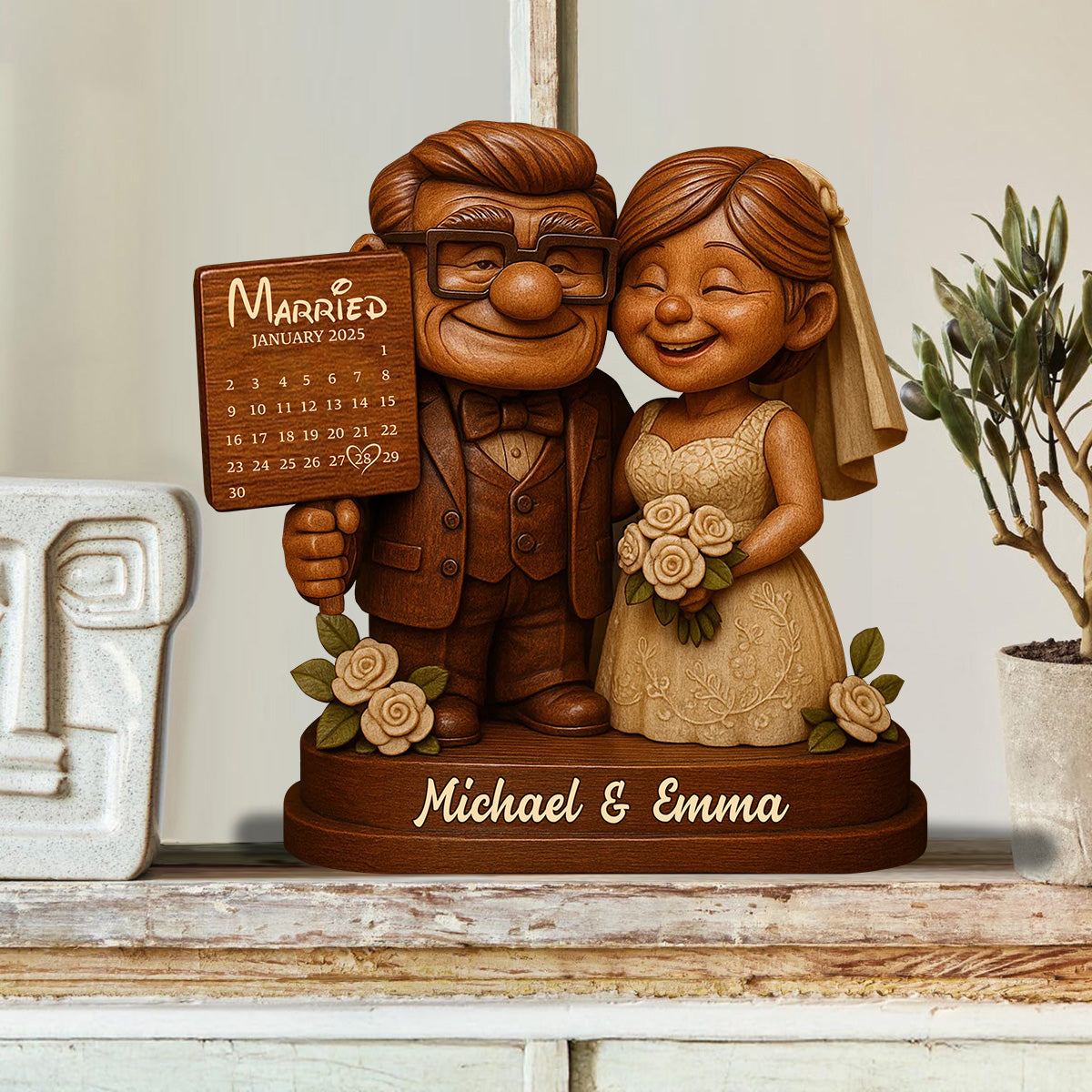 Married - Personalized Mouse Custom Shaped Wood Plaque