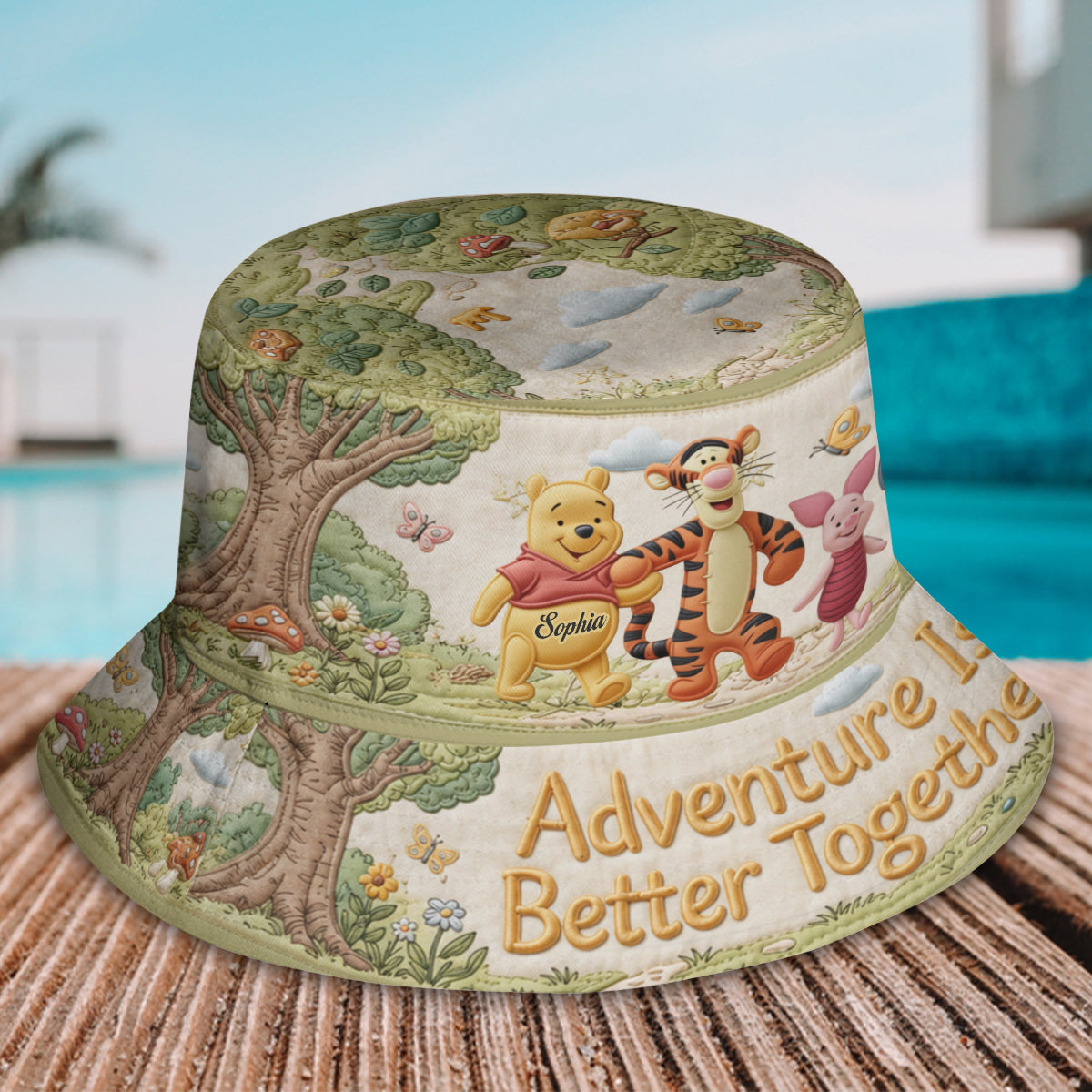 Adventure Is Better Together - Personalized Yellow Bear Bucket Hat