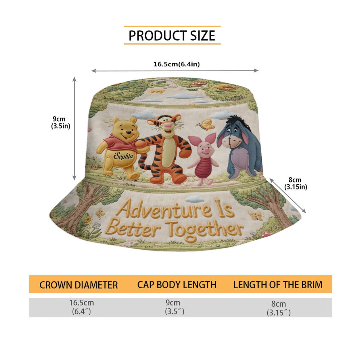 Adventure Is Better Together - Personalized Yellow Bear Bucket Hat