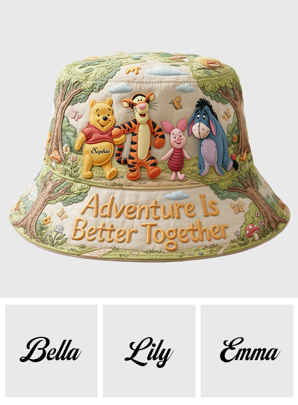 Adventure Is Better Together - Personalized Yellow Bear Bucket Hat