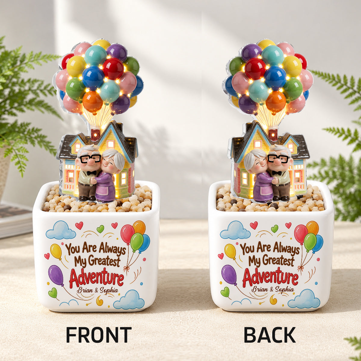 You Are Always My Greatest Adventure - Personalized Up Movie Couple LED Light Ceramic Pot