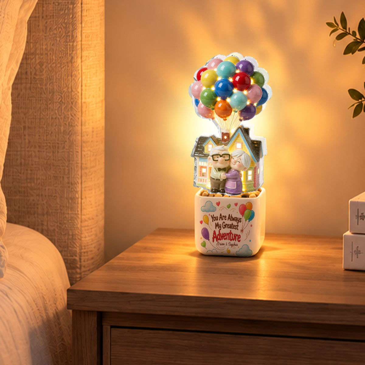 You Are Always My Greatest Adventure - Personalized Up Movie Couple LED Light Ceramic Pot