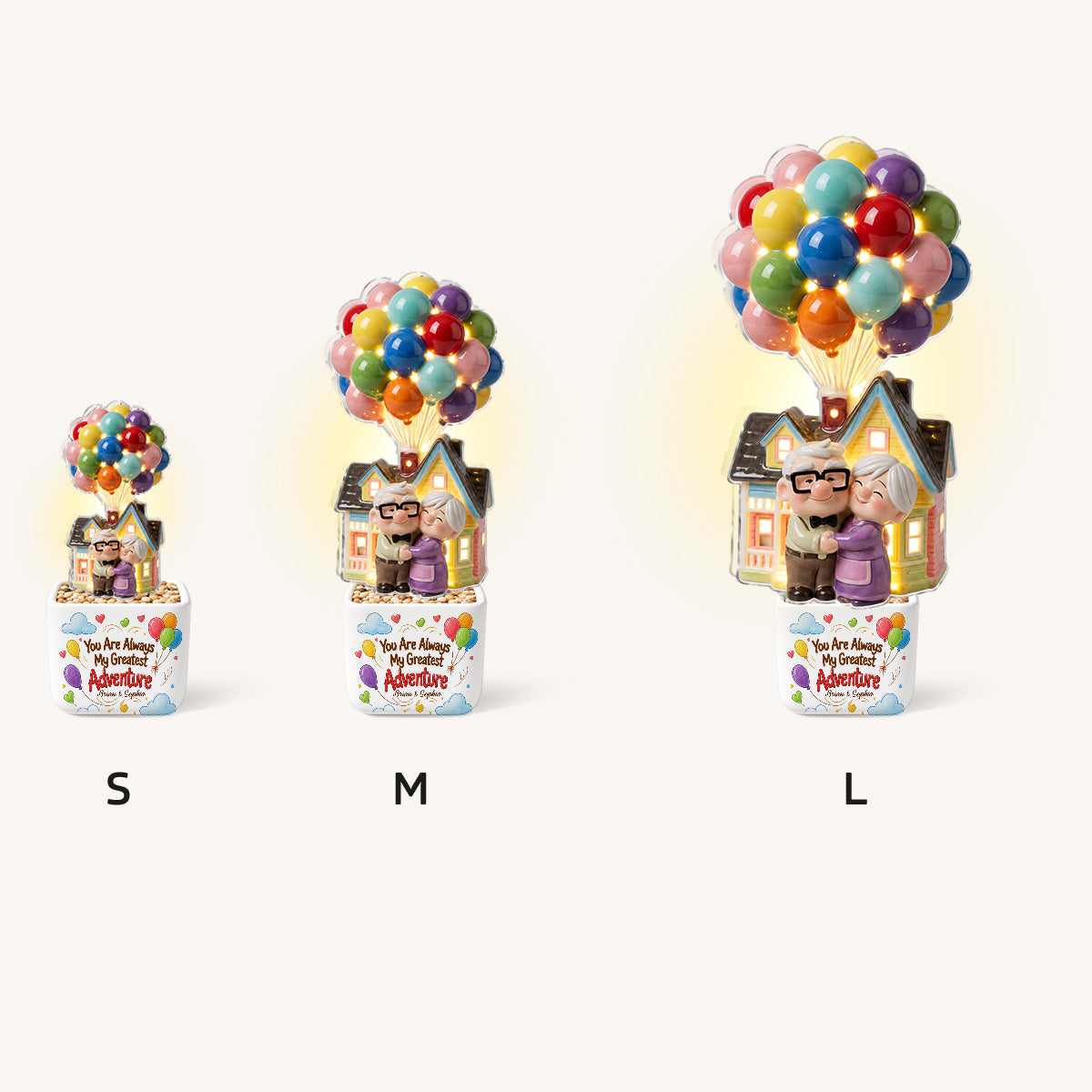 You Are Always My Greatest Adventure - Personalized Up Movie Couple LED Light Ceramic Pot