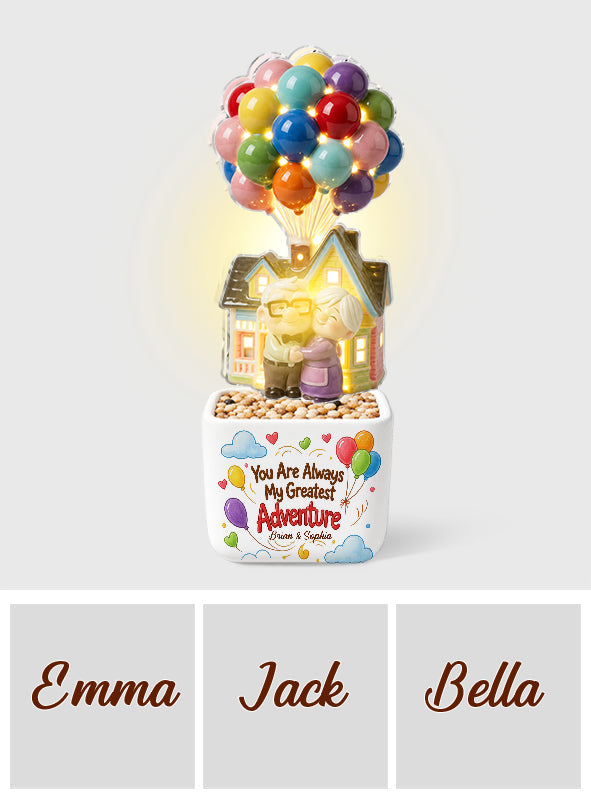 You Are Always My Greatest Adventure - Personalized Up Movie Couple LED Light Ceramic Pot