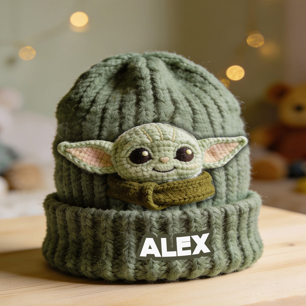 Cute Green Galaxy Character - Personalized The Force Beanie Hat