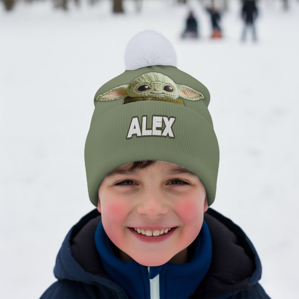Cute Green Galaxy Character - Personalized The Force Beanie Hat