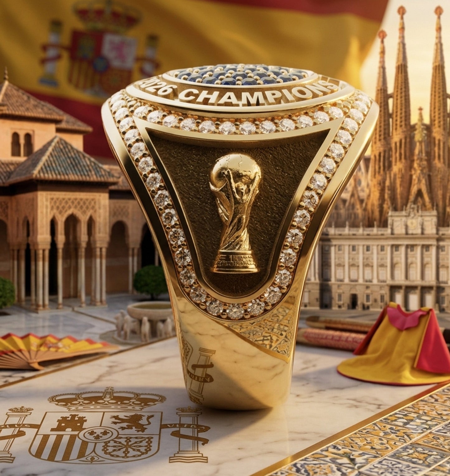 SPAIN - World Champion 2026 Premium Ring With Acrylic Display Box