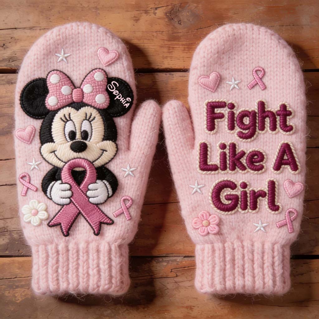 Fight Like A Girl - Personalized Breast Cancer Awareness Knitted Mittens