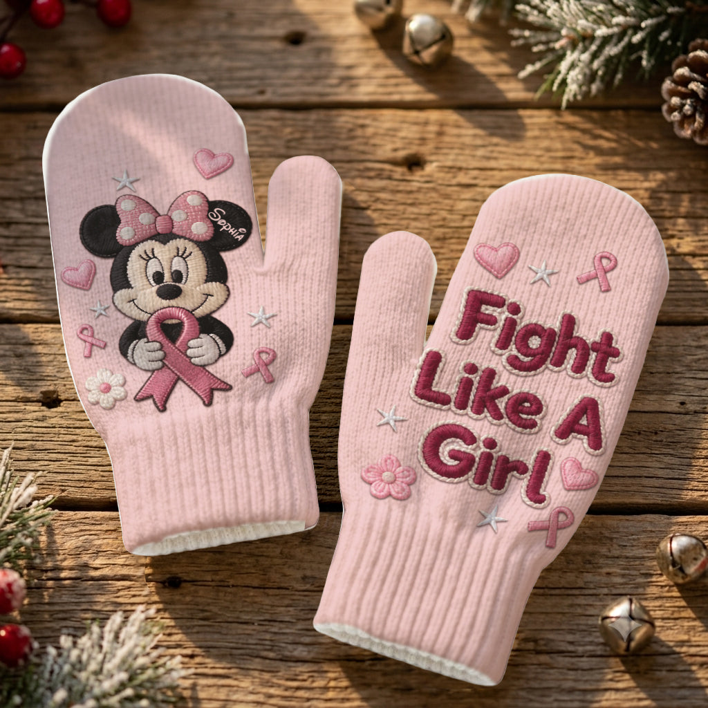 Fight Like A Girl - Personalized Breast Cancer Awareness Knitted Mittens